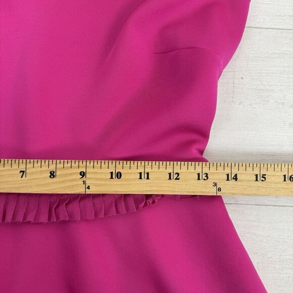 Ted Baker Zaffron Embroidered Skater Dress US Sz 6 Fuchsia Pink Ruffle Fit Flare - Picture 15 of 16